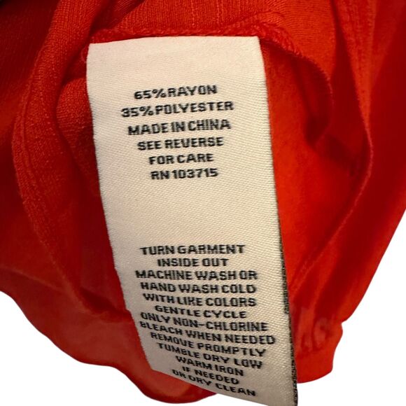 Nanette Lepore Red Orange Flowy Button Up Peasant Blouse Size L - Picture 7 of 7